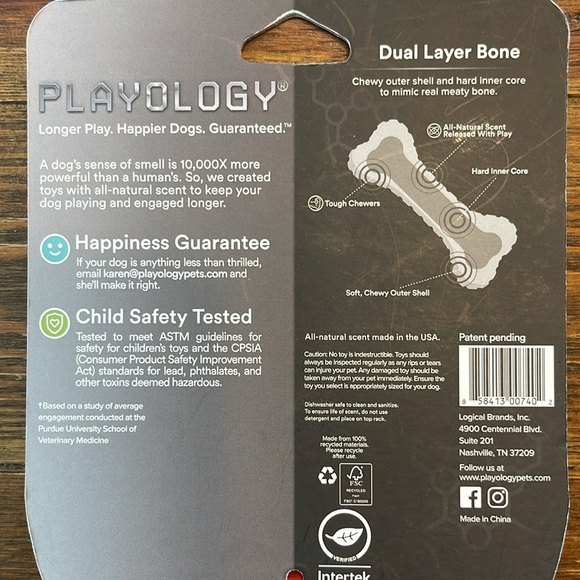 Playology Scented Dog Toys | Beef / Chicken / Peanut Butter | Small Dog Bone - Picture 5 of 5